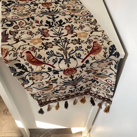 Bordløper med Blomster- og Fuglemotiv 8