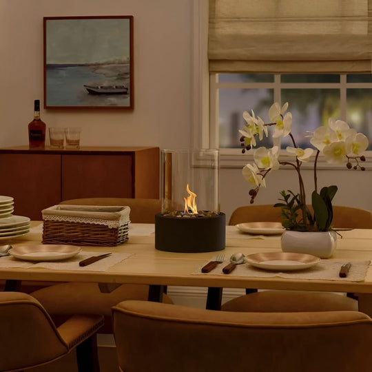 Bordpeis SleekFlame Moderne Design Bærbar med Glasshus og Dekorative Steiner 8