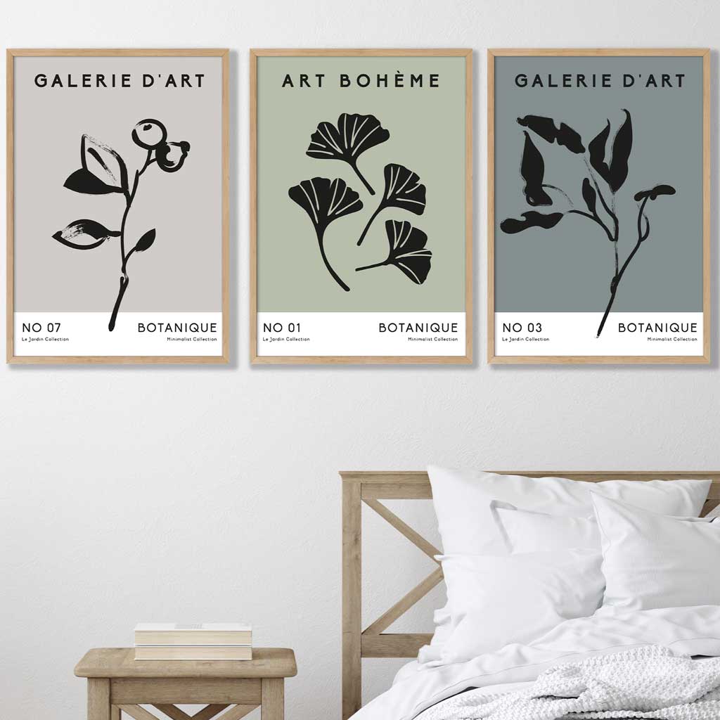 Botanisk Kunsttrykk Sett med 3 For Veggdekor Minimalistisk Design 0