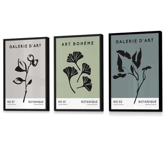 Botanisk Kunsttrykk Sett med 3 For Veggdekor Minimalistisk Design 2