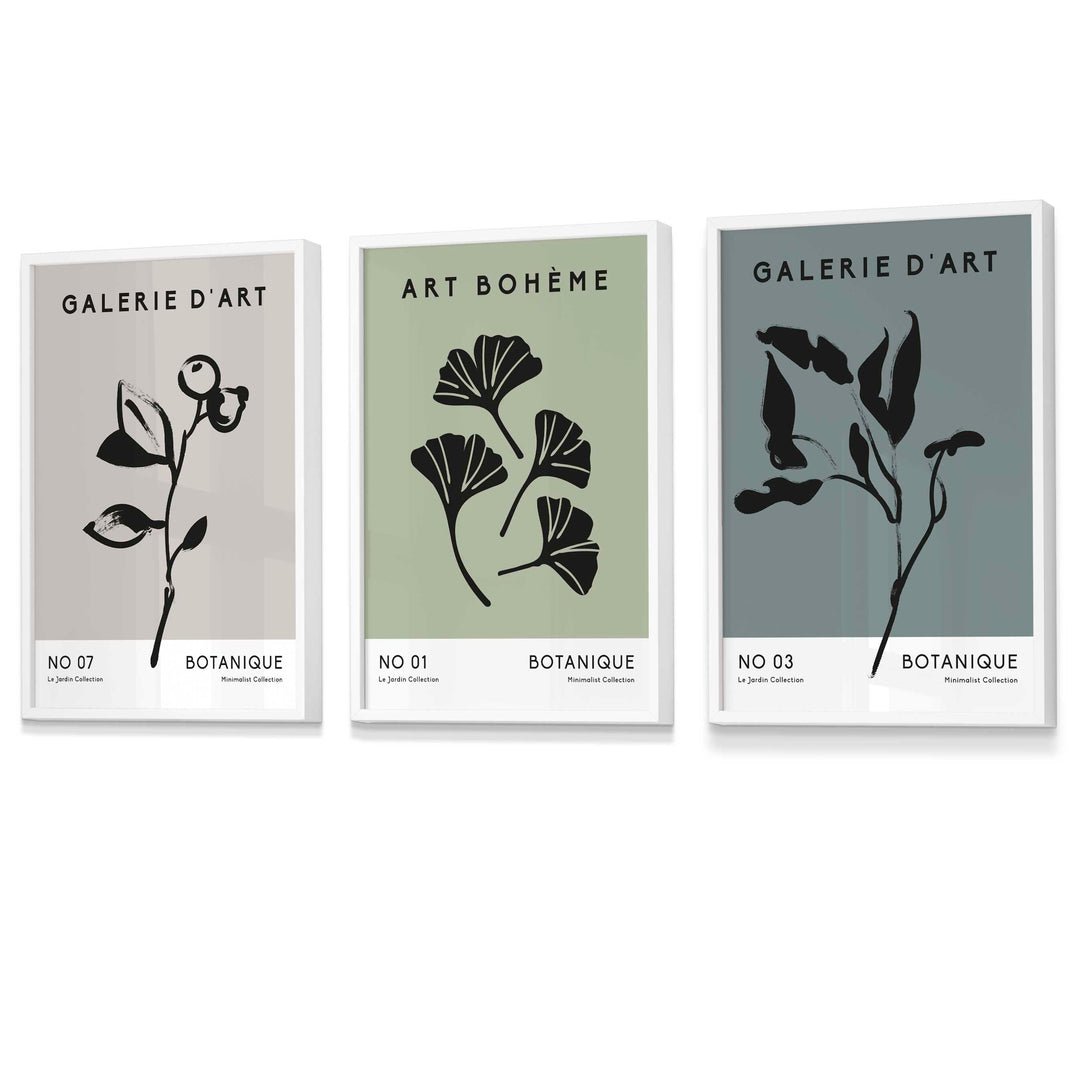 Botanisk Kunsttrykk Sett med 3 For Veggdekor Minimalistisk Design 3