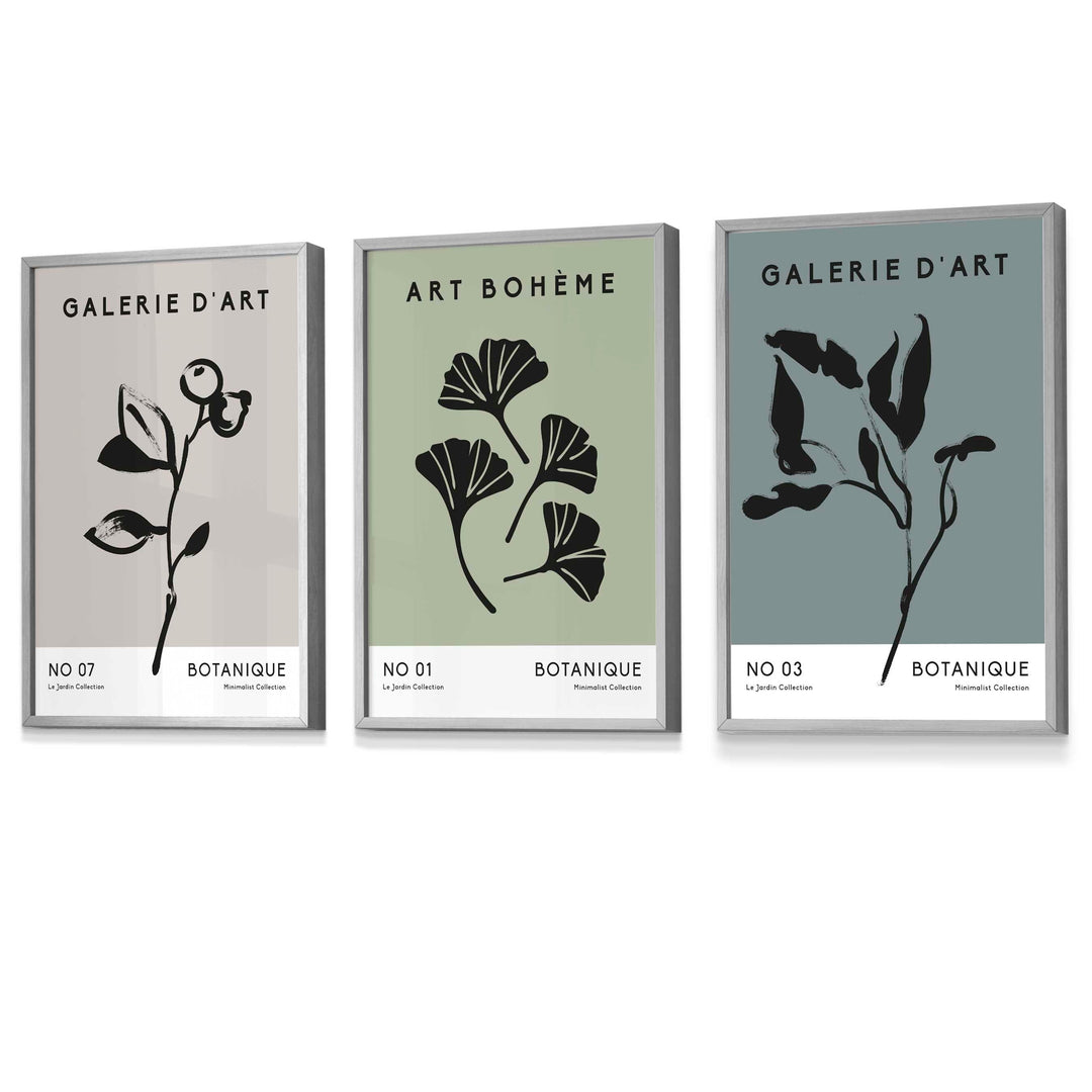 Botanisk Kunsttrykk Sett med 3 For Veggdekor Minimalistisk Design 5