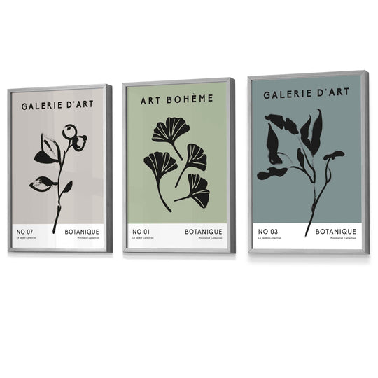 Botanisk Kunsttrykk Sett med 3 For Veggdekor Minimalistisk Design 5