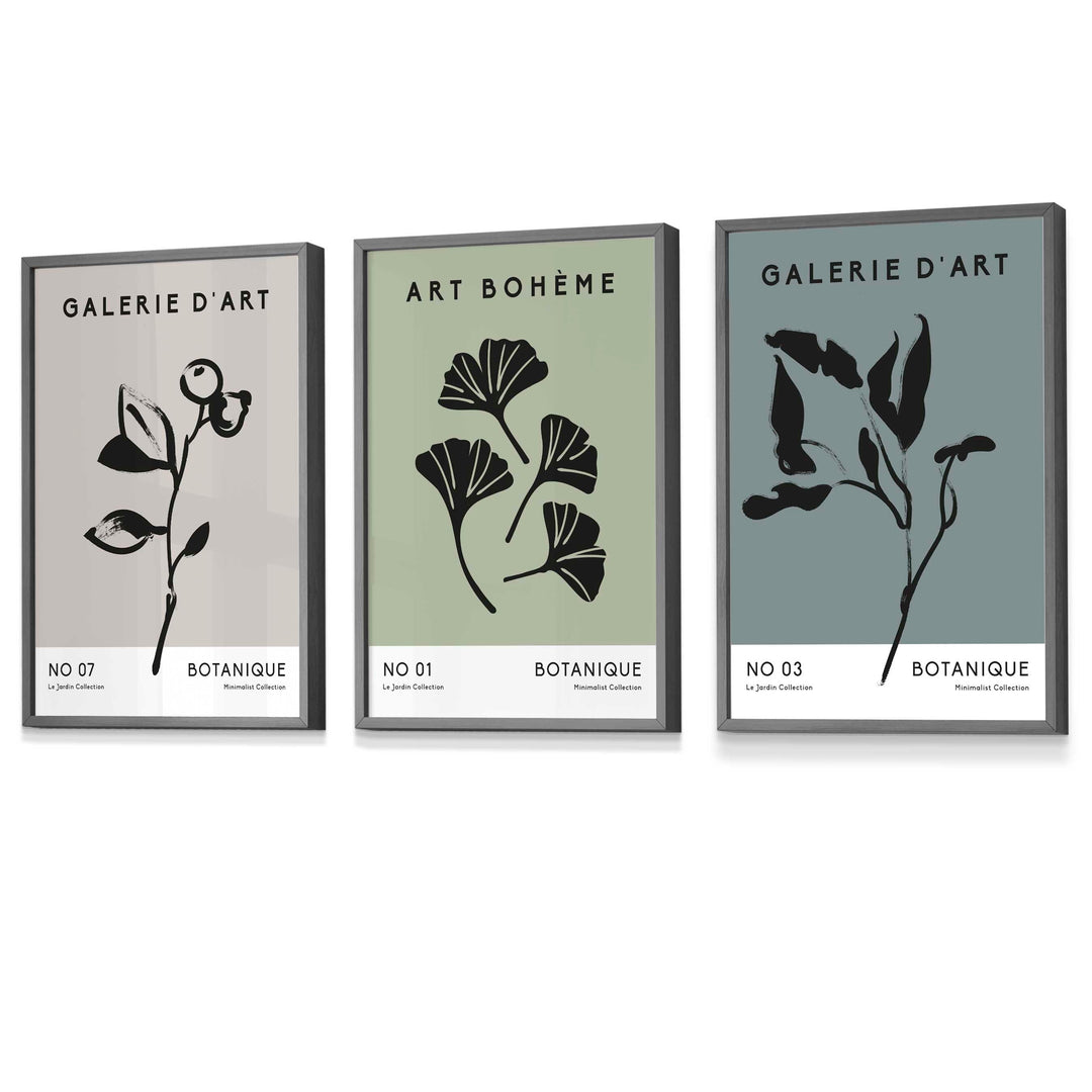 Botanisk Kunsttrykk Sett med 3 For Veggdekor Minimalistisk Design 6