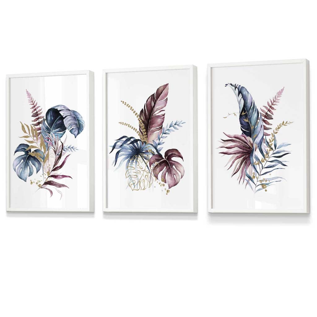Botanisk Veggkunstsett med 3 Innrammede Trykk 3