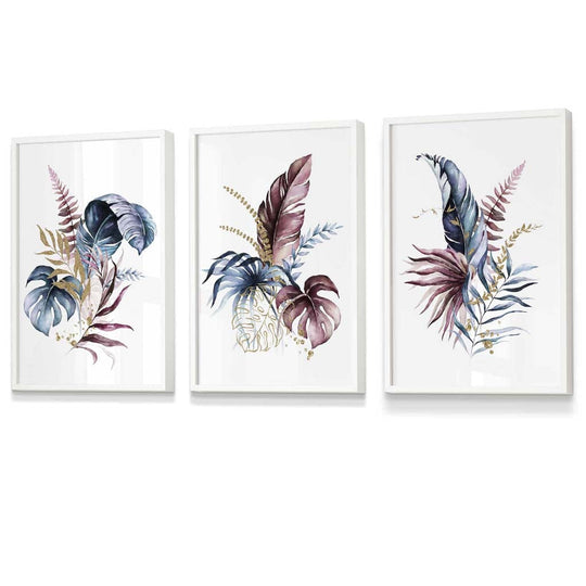 Botanisk Veggkunstsett med 3 Innrammede Trykk 3