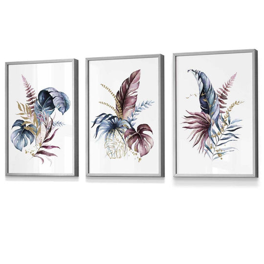 Botanisk Veggkunstsett med 3 Innrammede Trykk 5