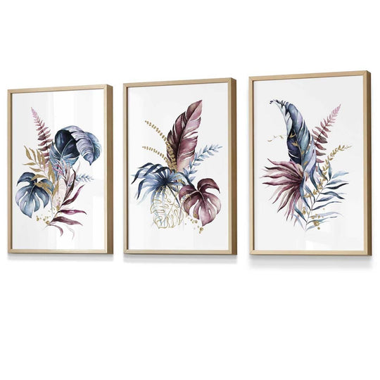 Botanisk Veggkunstsett med 3 Innrammede Trykk 6