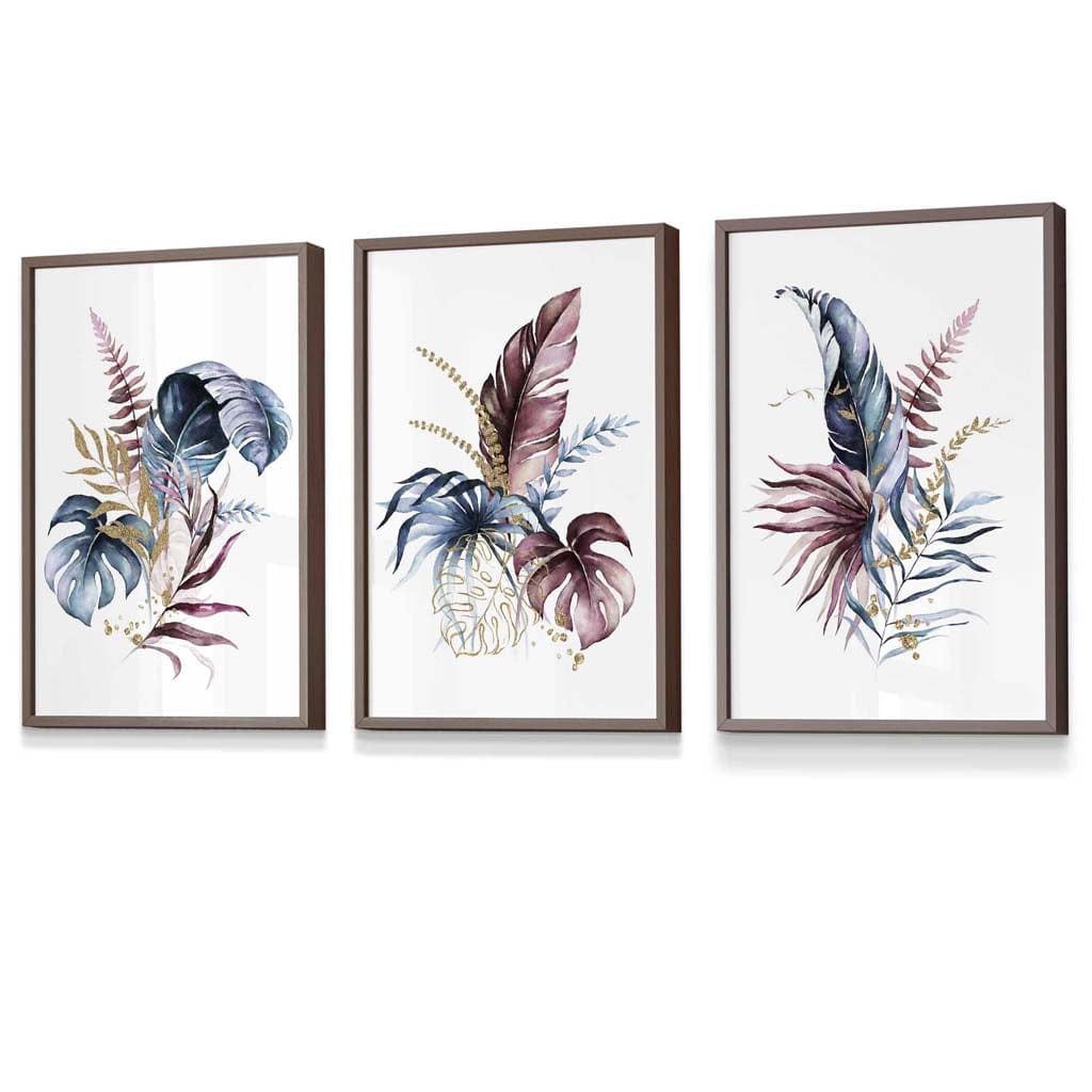 Botanisk Veggkunstsett med 3 Innrammede Trykk 7