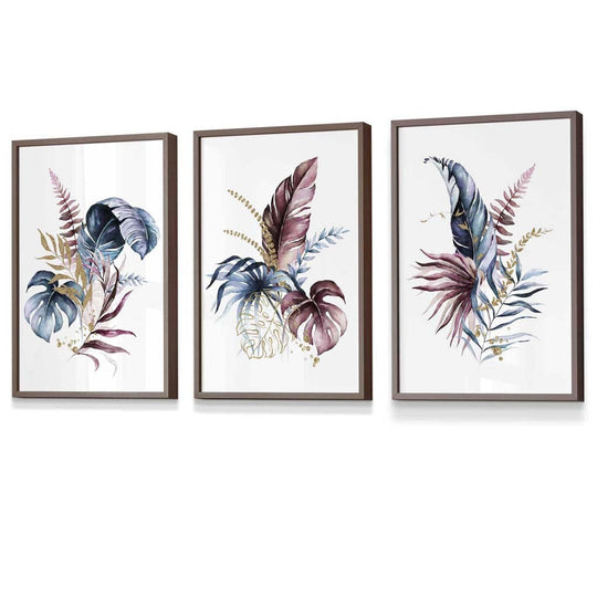 Botanisk Veggkunstsett med 3 Innrammede Trykk 7
