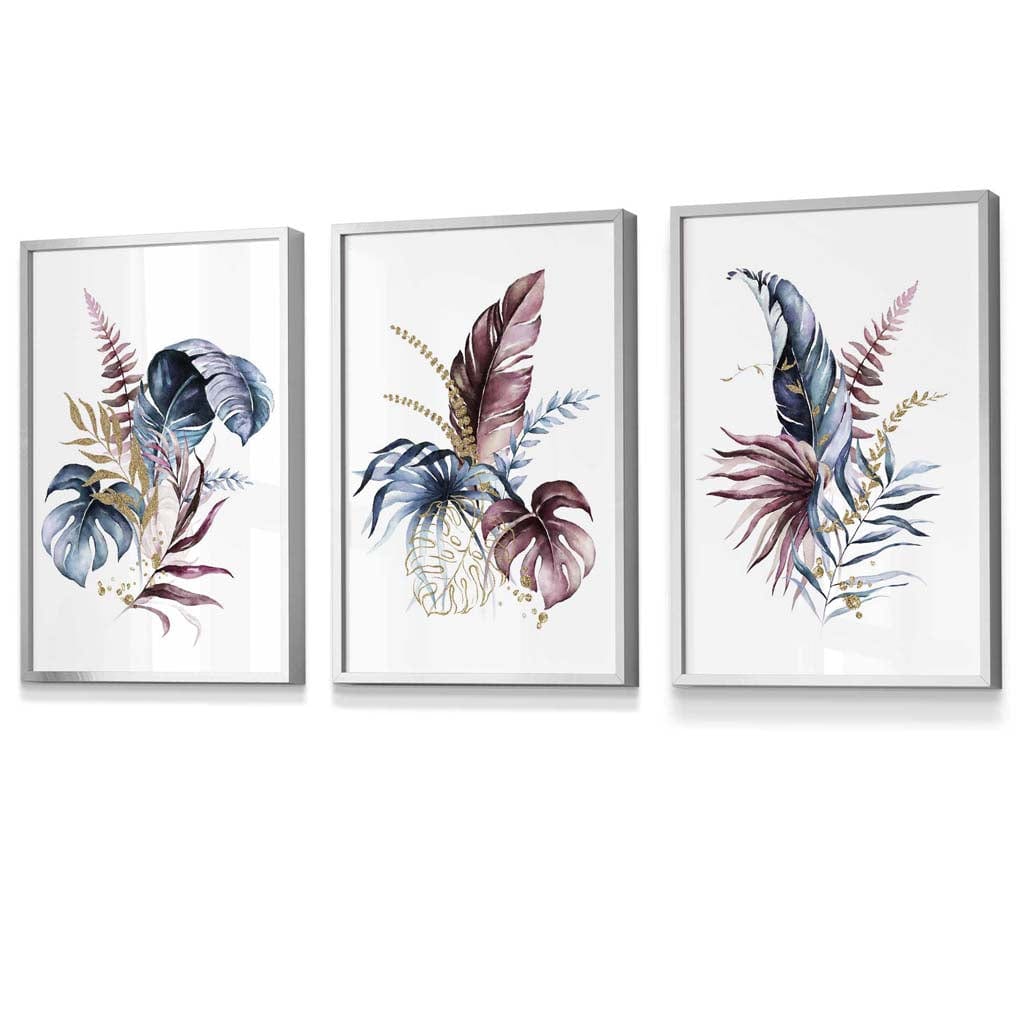 Botanisk Veggkunstsett med 3 Innrammede Trykk 9