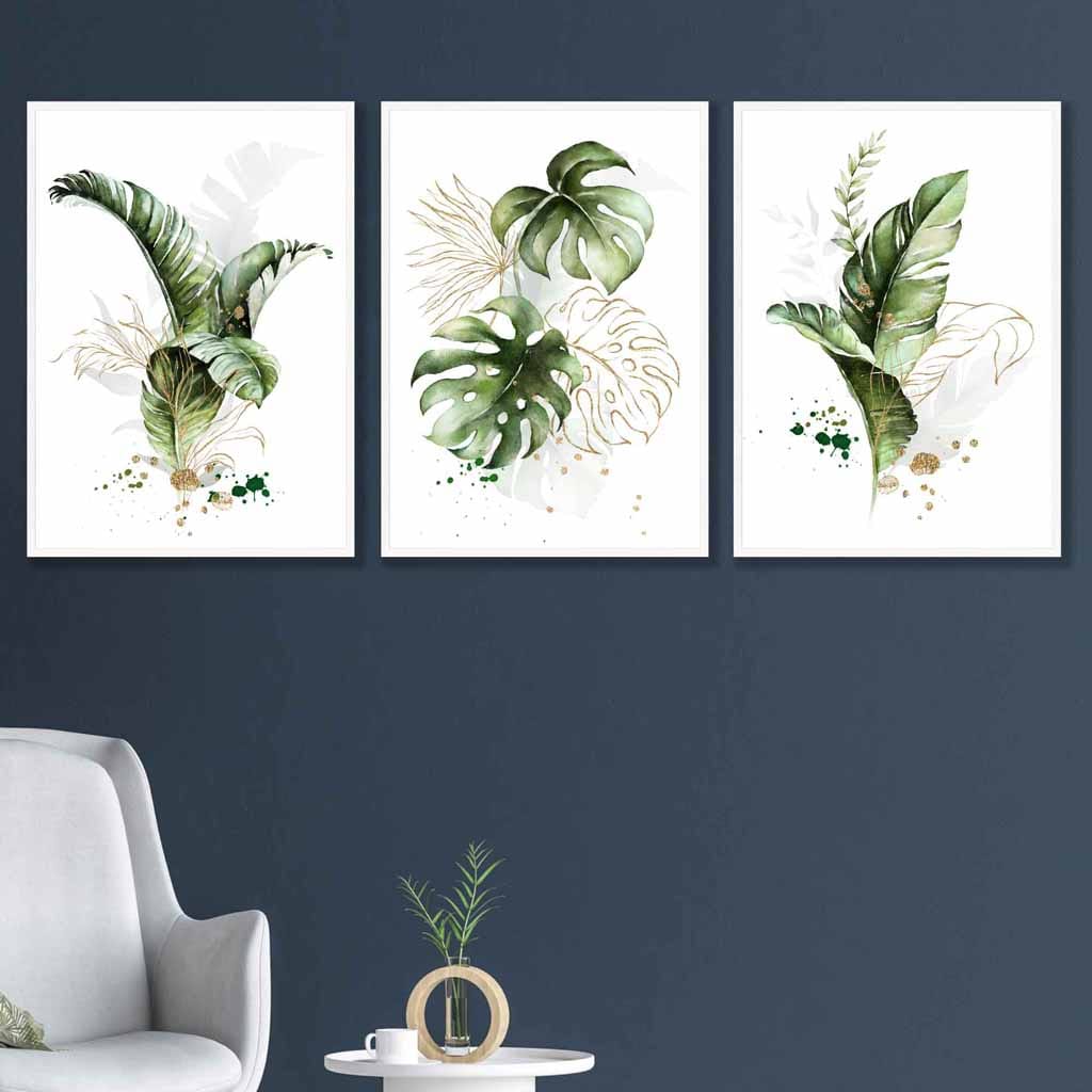 Botaniske Veggkunsttrykk Sett med 3 Stykker - Moderne Abstrakt Design med Tropiske Blader 2