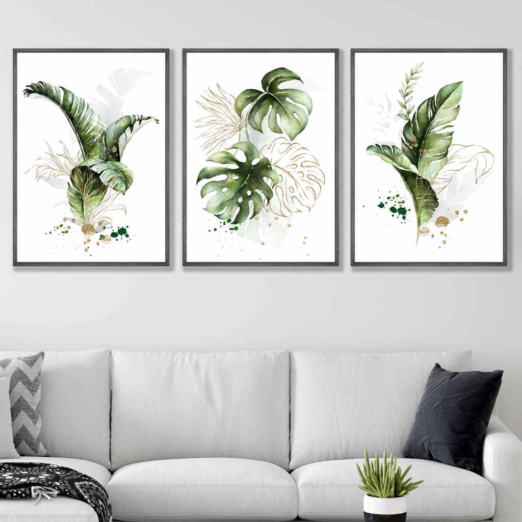Botaniske Veggkunsttrykk Sett med 3 Stykker - Moderne Abstrakt Design med Tropiske Blader 5