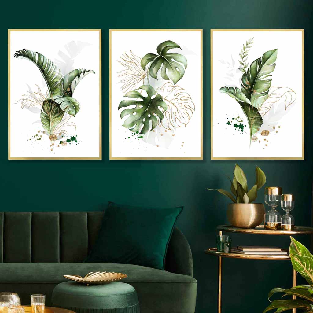 Botaniske Veggkunsttrykk Sett med 3 Stykker - Moderne Abstrakt Design med Tropiske Blader 6