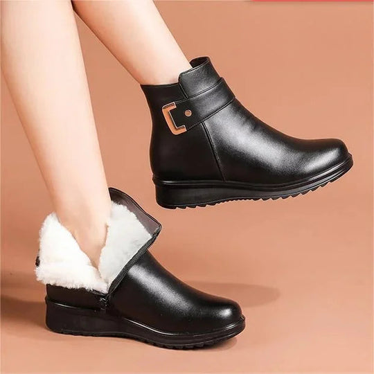 Bottes d'hiver pour femmes en cuir avec fermeture éclair 3