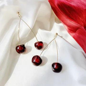Boucles d'oreilles Femme Cerise Rouge Créatives Ludiques 3