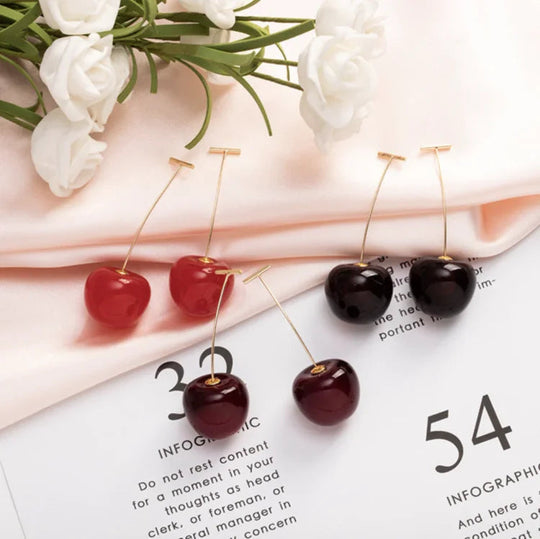 Boucles d'oreilles Femme Cerise Rouge Créatives Ludiques 4