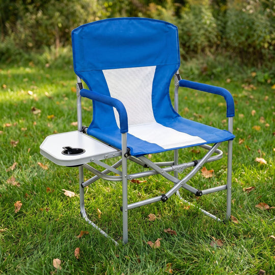 Campingstol for menn med sammenleggbar funksjon og sidebord 1