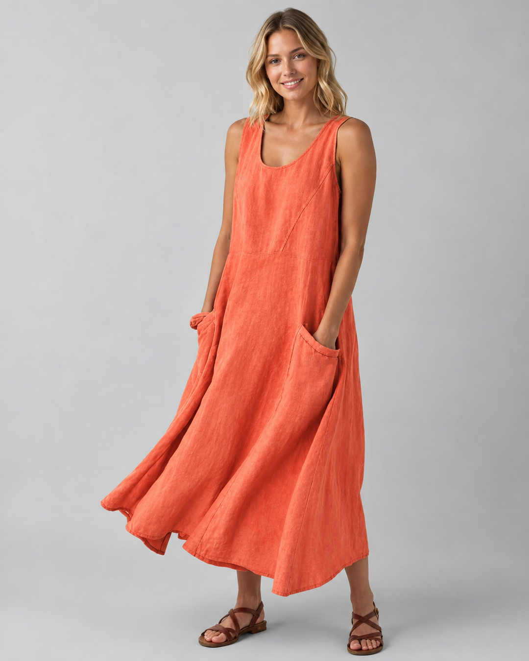 Vestido de verano fluido para mujer en tela ligera