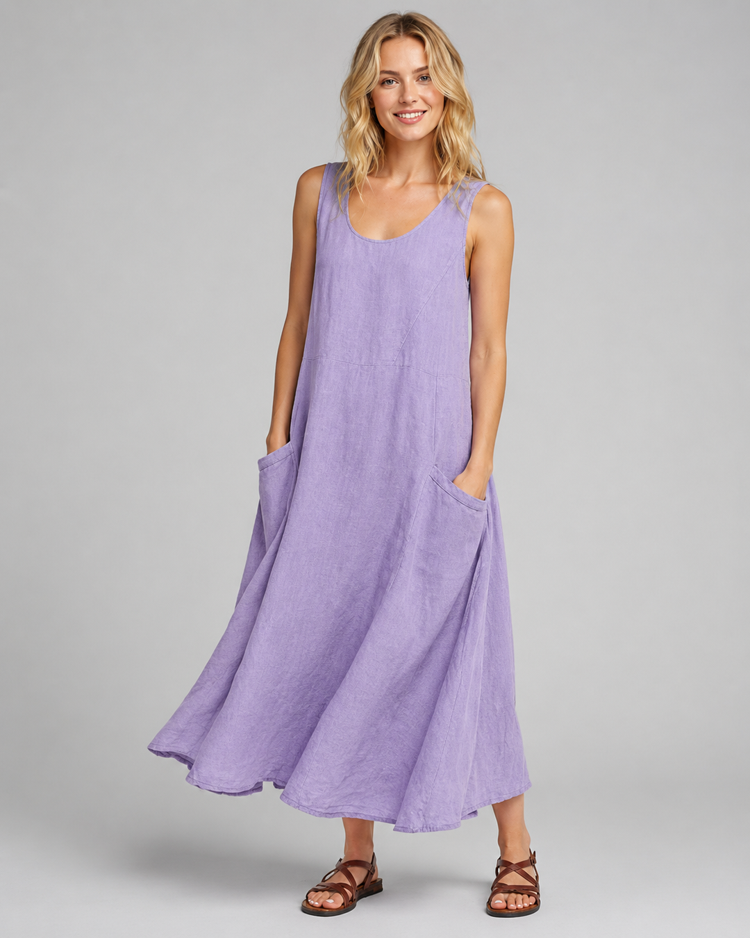 Vestido de verano fluido para mujer en tela ligera