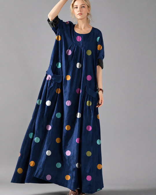 Vestido de vacaciones para mujer con mangas largas y grandes bolsillos