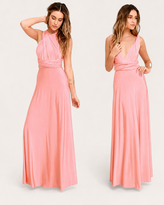 Vestido maxi plisado para mujer de poliéster con banda elástica