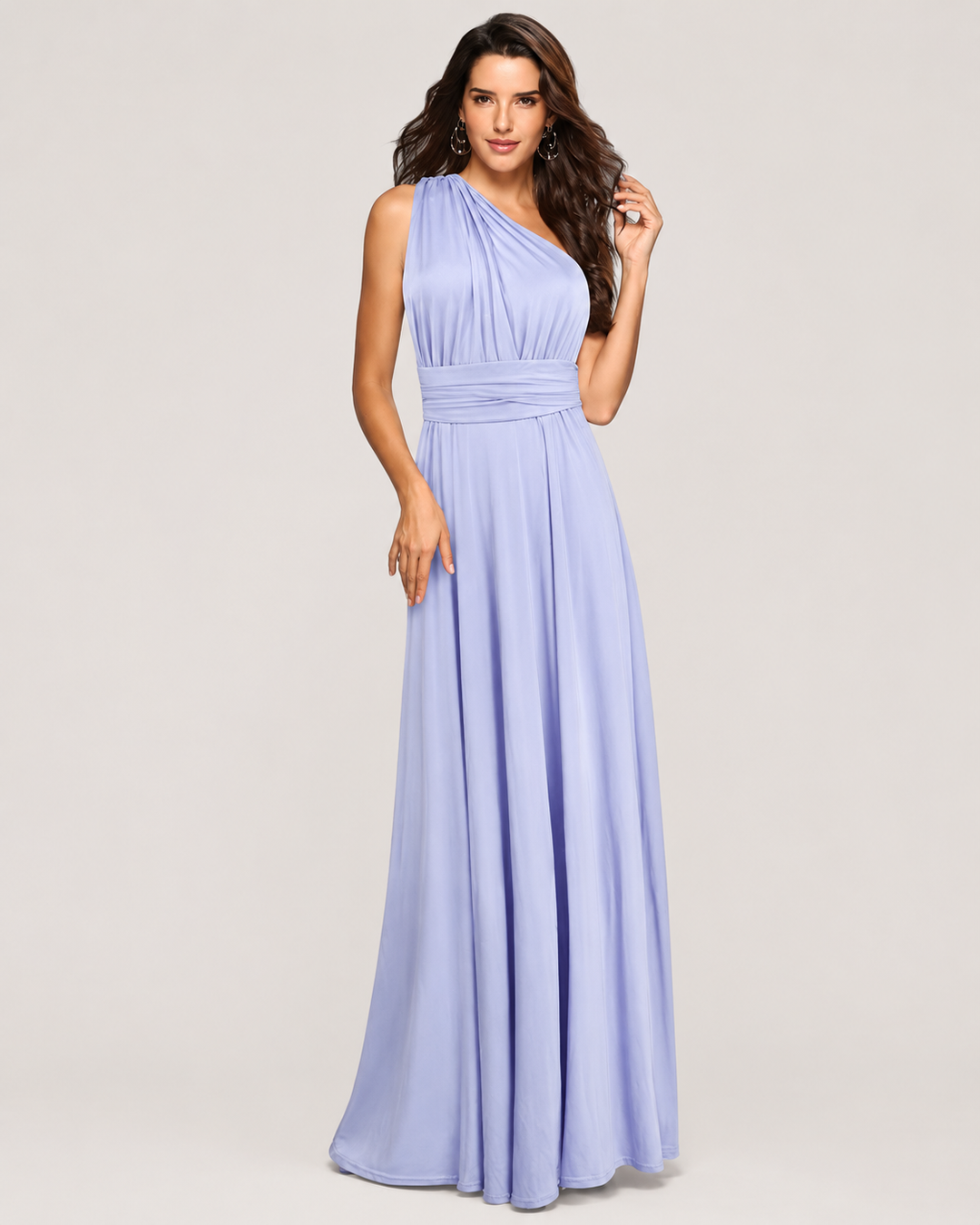 Vestido maxi plisado para mujer de poliéster con banda elástica