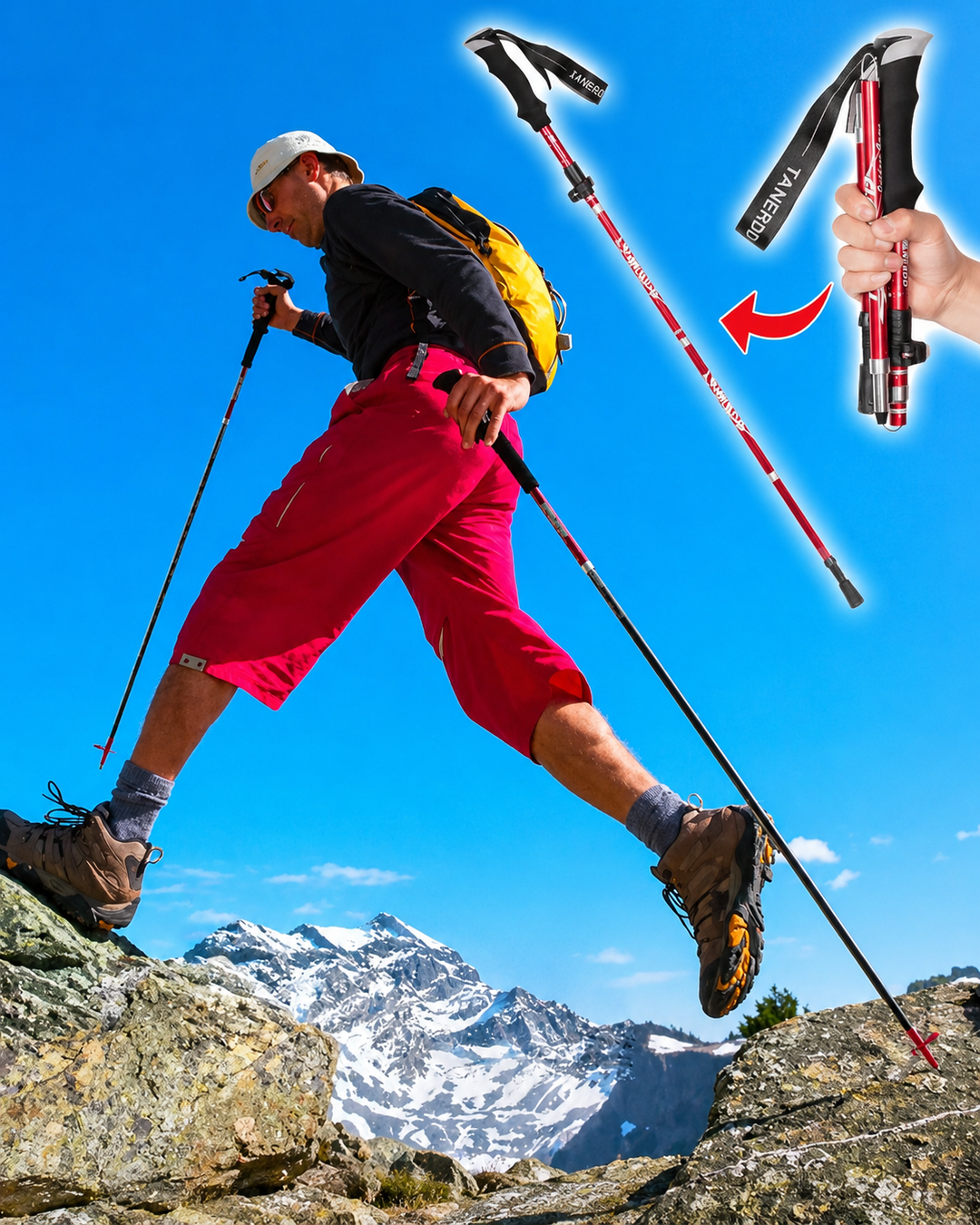 Justerbare trekkingstaver sammenleggbare for menn og kvinner