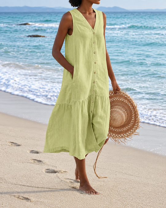 Vestido de mujer con escote en V y diseño moderno
