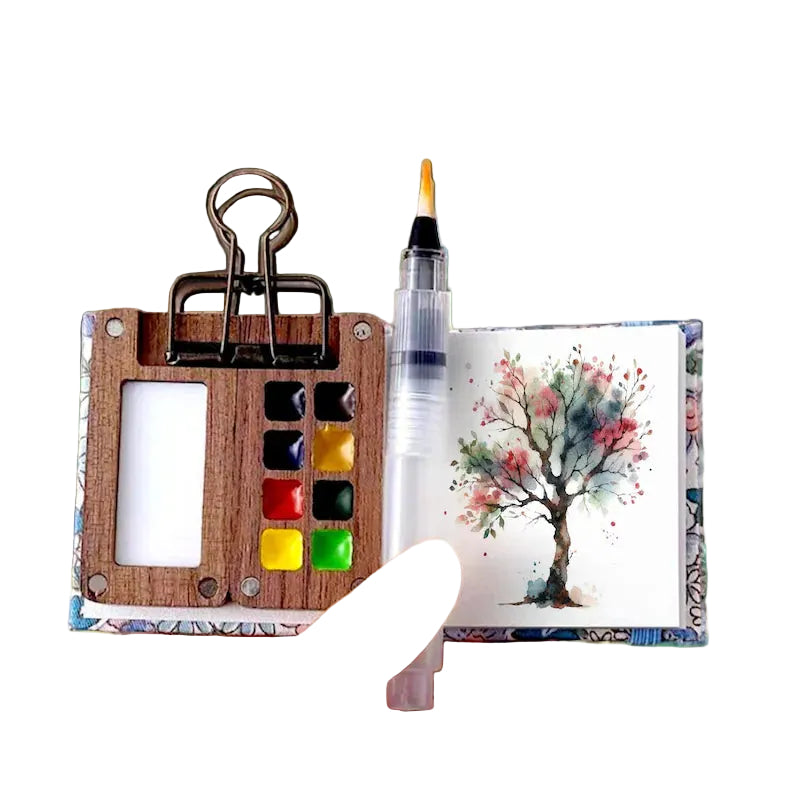 Coffret Aquarelle Portable 24 Couleurs avec Pinceau et Palette Pratique 0