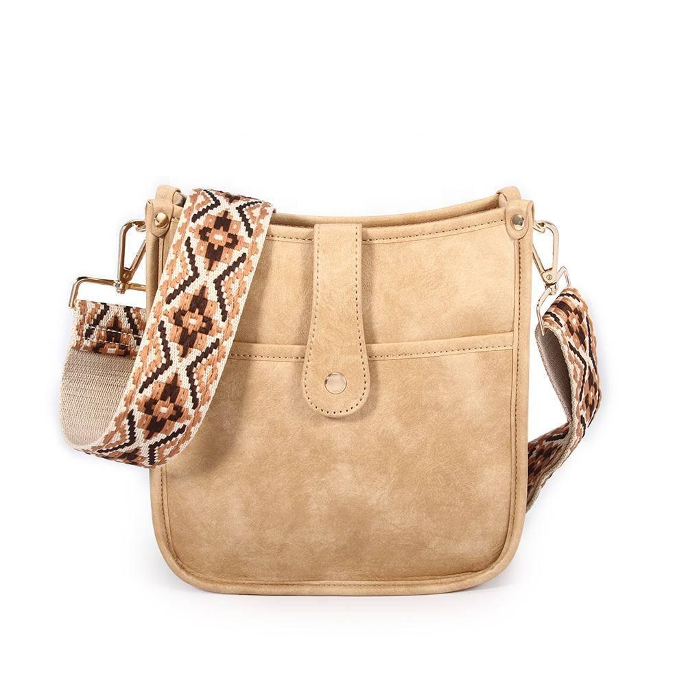 Crossbody Veske Dame Vegansk Skinn med Gitarsnor Justerbar Stropp 0