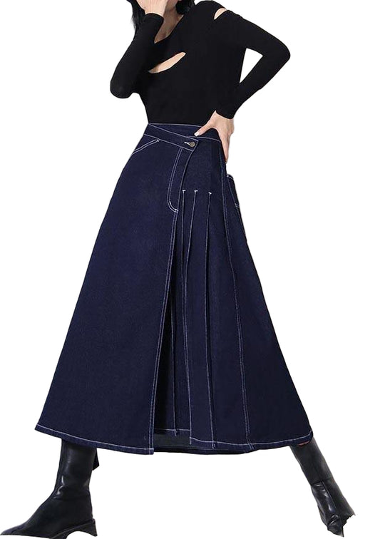 Dame Asymmetrisk Denim Skjørt Med Glidelås 0