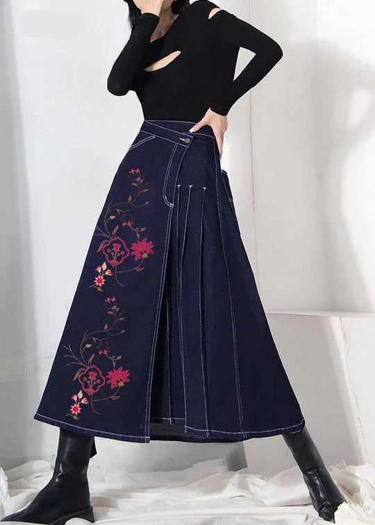 Dame Asymmetrisk Denim Skjørt Med Glidelås 7