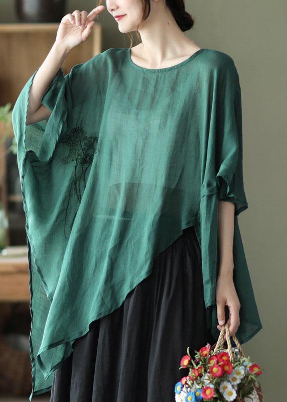 Dame Asymmetrisk Design Brodert Skjorte 2