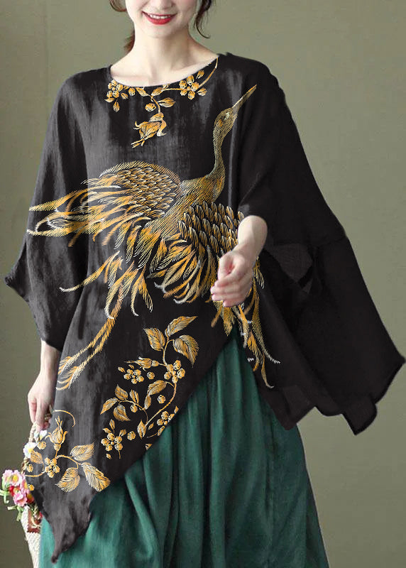 Dame Asymmetrisk Design Brodert Skjorte 5