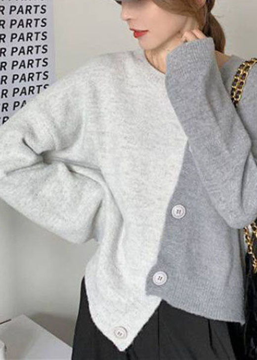 Dame Asymmetrisk Strikket Vintergenser 1