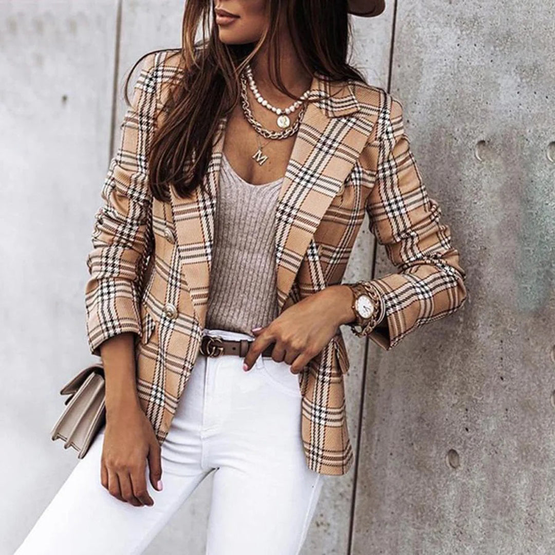 Dame Blazer Rutete Design Termisk Fôr 7