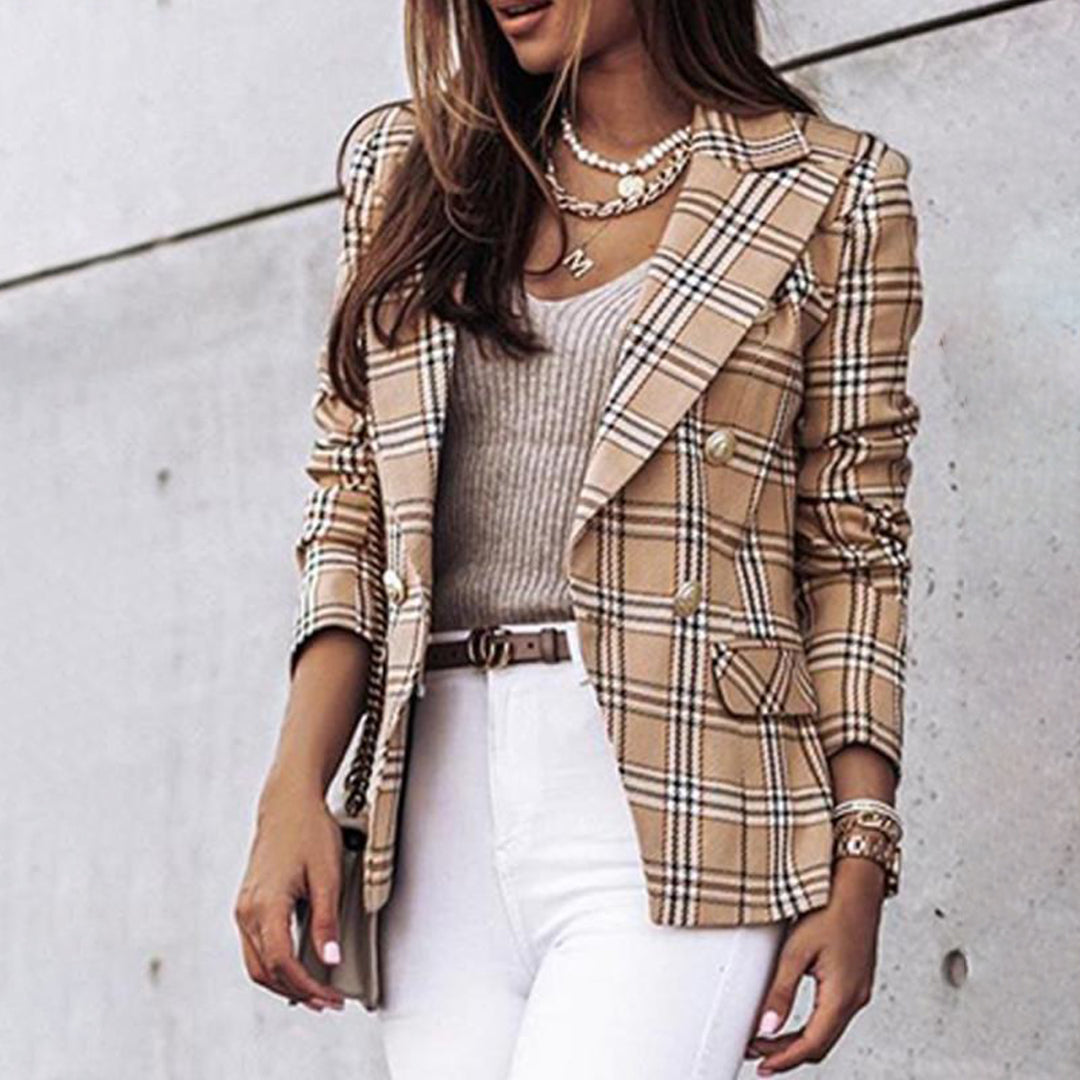 Dame Blazer Rutete Design Termisk Fôr 8