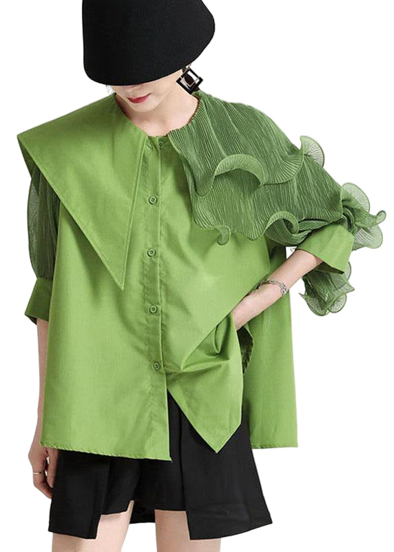 Dame Bluse med Asymmetrisk Design og Halv Erme 0