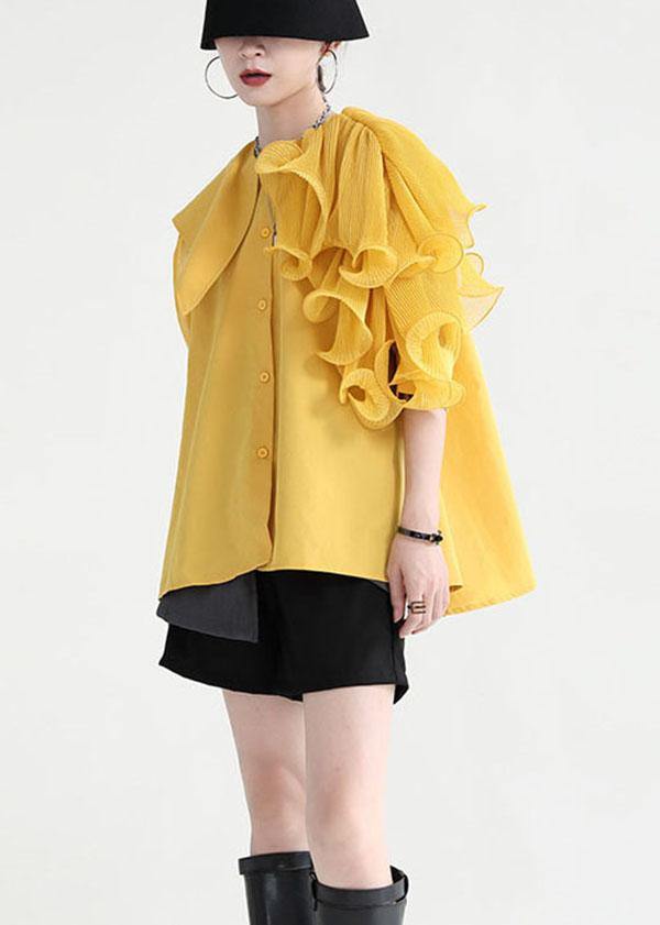 Dame Bluse med Asymmetrisk Design og Halv Erme 3