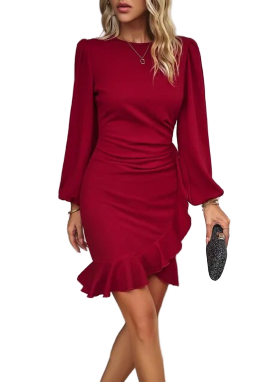 Dame Bodycon Kjole med Volanger 0