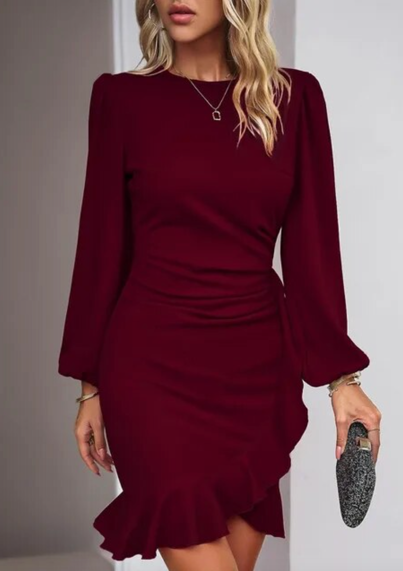 Dame Bodycon Kjole med Volanger 5