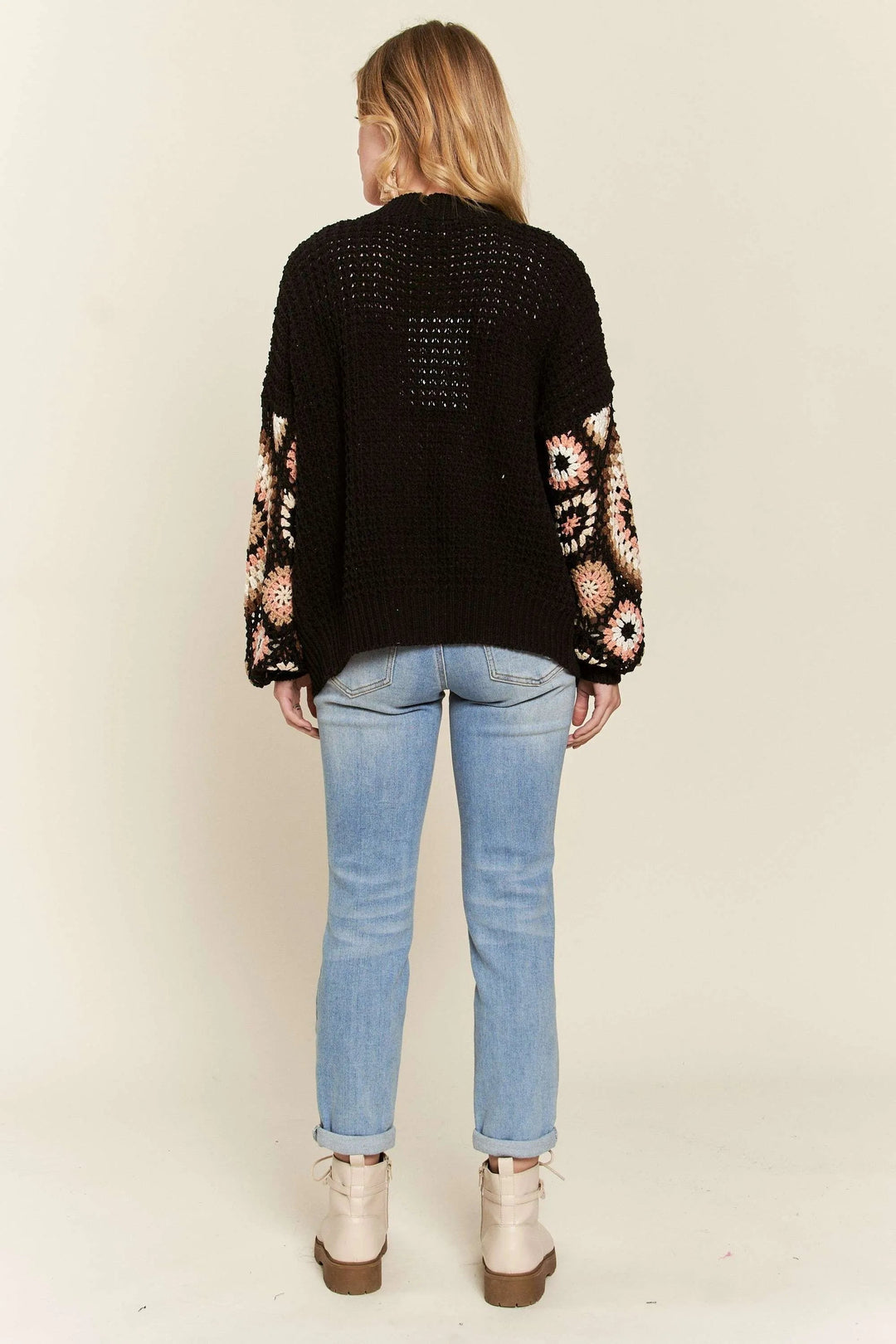Dame Cardigan Heklet Flerfargede Ermer Polyester 5