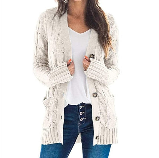 Dame Cardigan Lang med Lange Ermer 0
