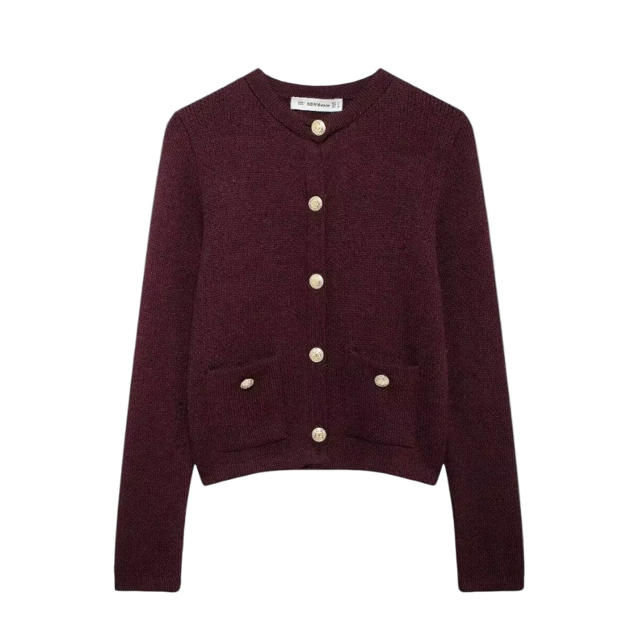 Dame Cardigan med Gullknapper 0