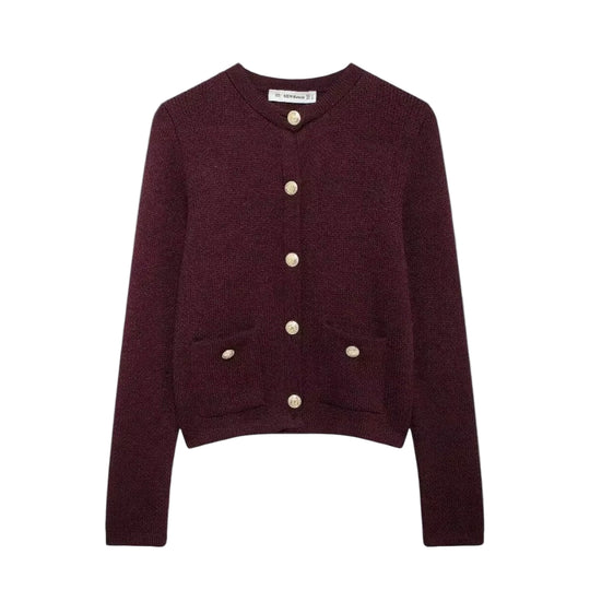 Dame Cardigan med Gullknapper 0