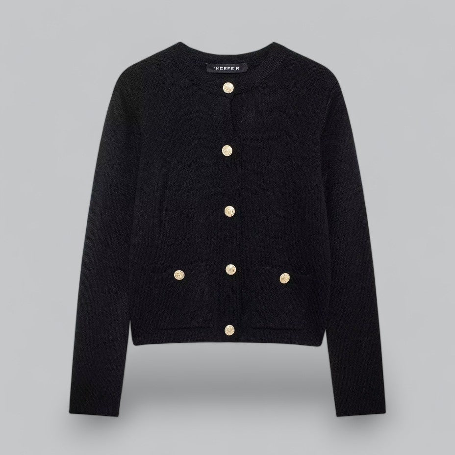 Dame Cardigan med Gullknapper 8