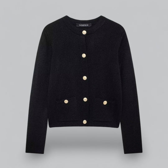 Dame Cardigan med Gullknapper 8