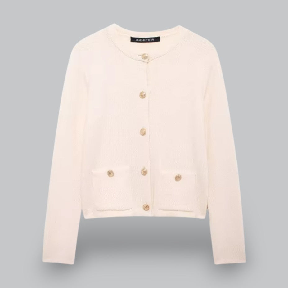 Dame Cardigan med Gullknapper 9