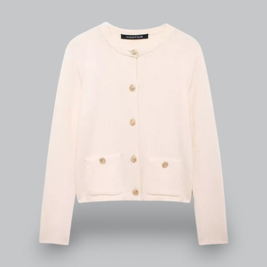 Dame Cardigan med Gullknapper 9